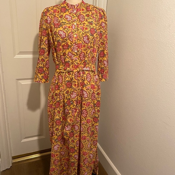 dRA Anthropologie Women’s Maxi Floral Button Belt Pockets Cotton size medium - Picture 8 of 16